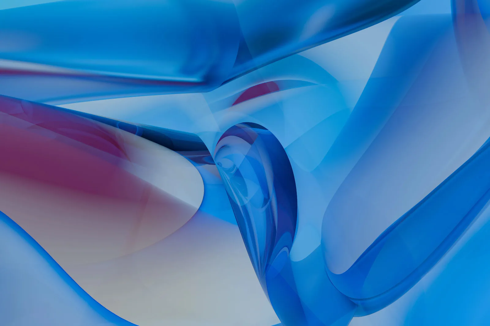 Abstract blue and magenta translucent ribbons, the wallpaper of the Atelier desktop